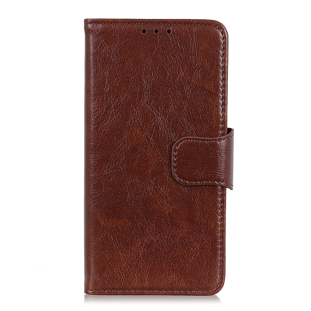 Full-Protection Nappa Texture Wallet Design Split Leather Stand Phone Cover Shell for Sony Xperia 5 III 5G