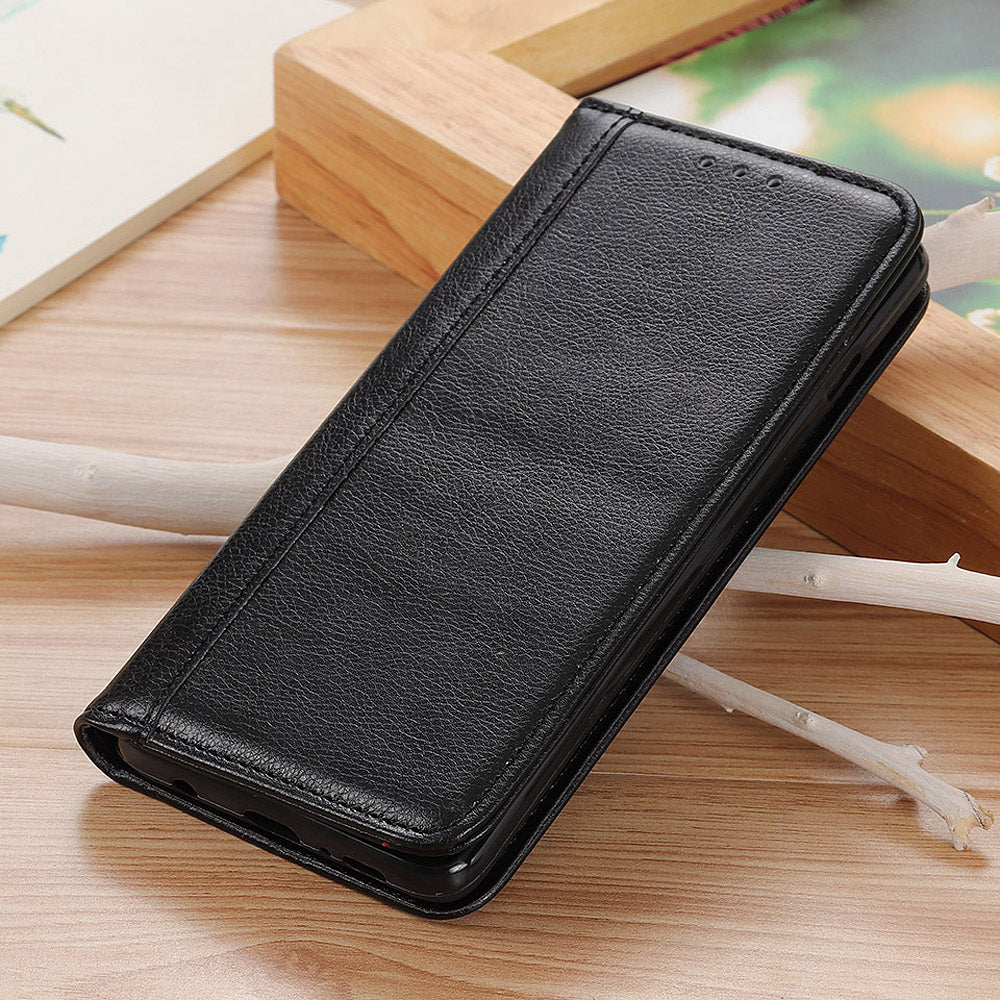 Auto-absorbed Litchi Texture Split Leather Case Stand Cover with Wallet for Sony Xperia 5 III 5G
