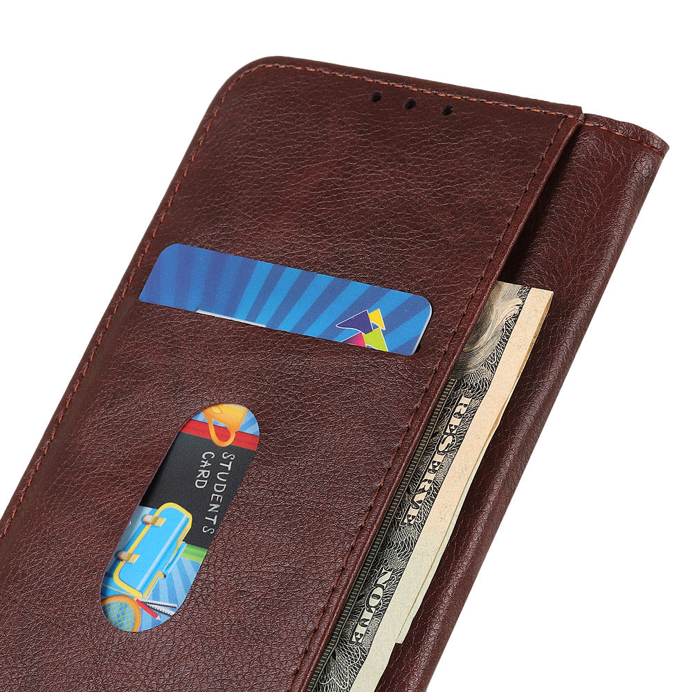 Auto-absorbed Litchi Texture Split Leather Case Stand Cover with Wallet for Sony Xperia 5 III 5G