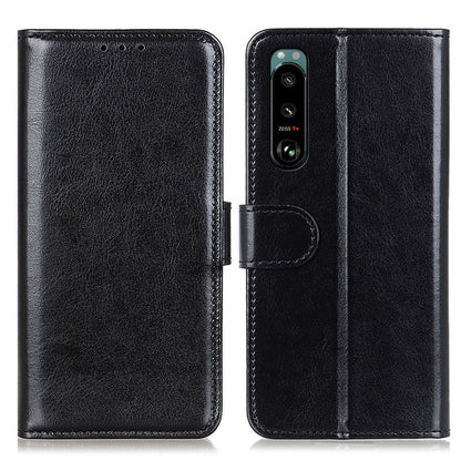 Crazy Horse Texture Leather Wallet Stand Cellphone Shell Case for Sony Xperia 5 III 5G