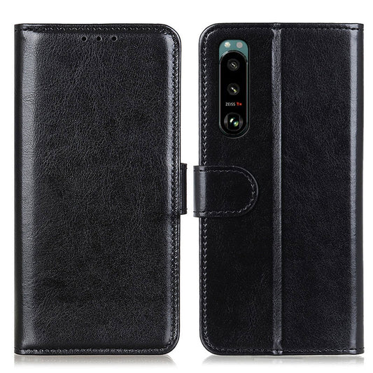 Crazy Horse Texture Leather Wallet Stand Cellphone Shell Case for Sony Xperia 5 III 5G
