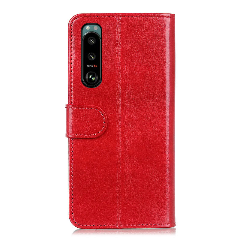 Crazy Horse Texture Leather Wallet Stand Cellphone Shell Case for Sony Xperia 5 III 5G