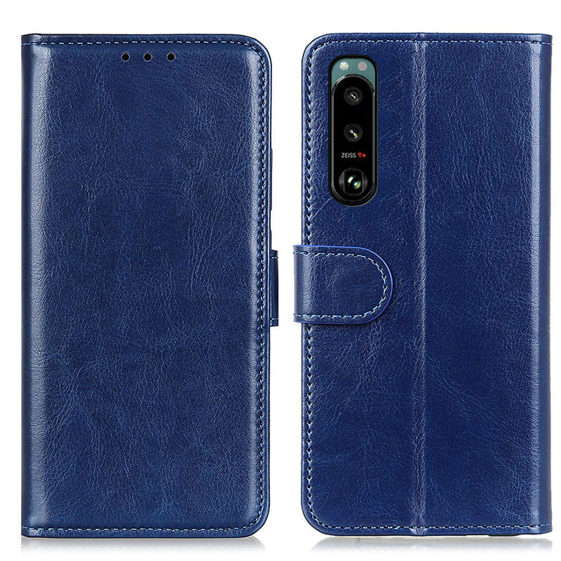 Crazy Horse Texture Leather Wallet Stand Cellphone Shell Case for Sony Xperia 5 III 5G