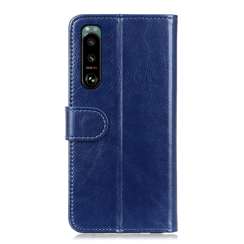 Crazy Horse Texture Leather Wallet Stand Cellphone Shell Case for Sony Xperia 5 III 5G