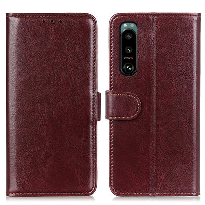 Crazy Horse Texture Leather Wallet Stand Cellphone Shell Case for Sony Xperia 5 III 5G
