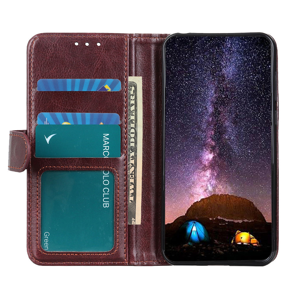 Crazy Horse Texture Leather Wallet Stand Cellphone Shell Case for Sony Xperia 5 III 5G