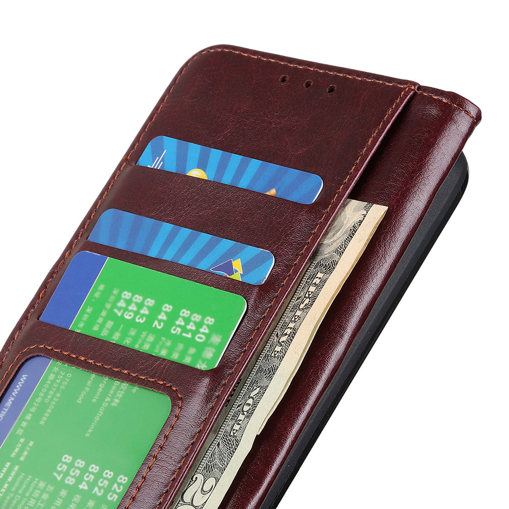 Crazy Horse Texture Leather Wallet Stand Cellphone Shell Case for Sony Xperia 5 III 5G