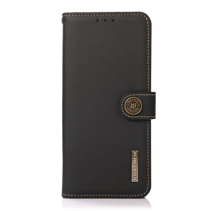 KHAZNEH Genuine Leather Phone Shell Full Coverage Case with RFID Blocking Anti-theft Swiping Design for Sony Xperia 5 III 5G