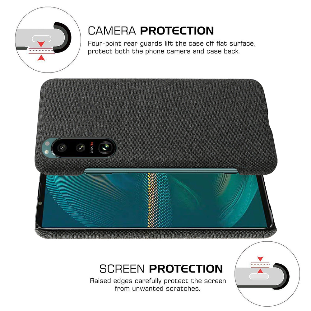 KSQ Cloth Coated Plastic Well-Protected Back Case for Sony Xperia 5 III 5G
