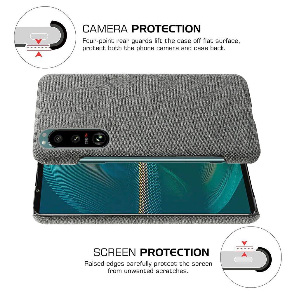 KSQ Cloth Coated Plastic Well-Protected Back Case for Sony Xperia 5 III 5G