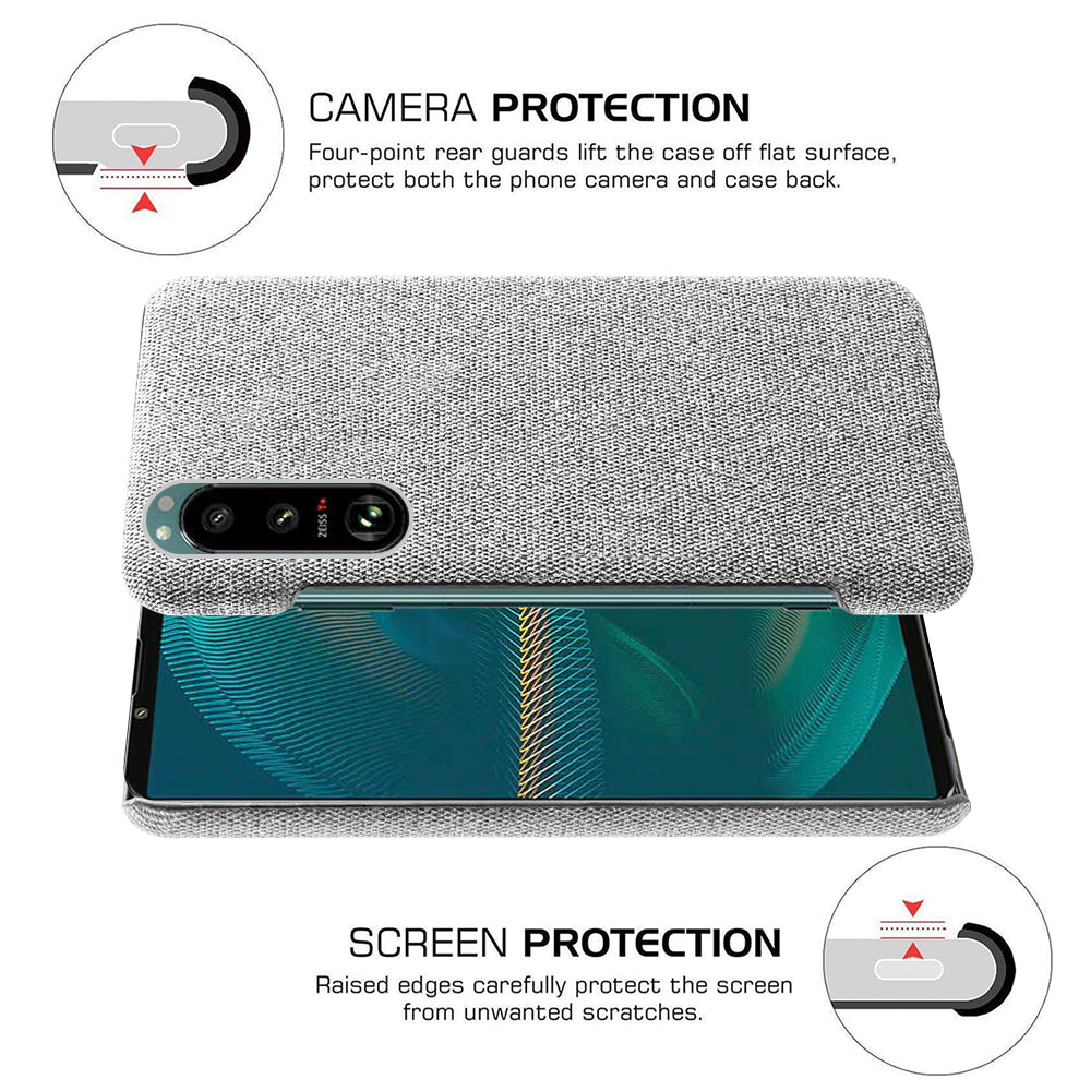 KSQ Cloth Coated Plastic Well-Protected Back Case for Sony Xperia 5 III 5G