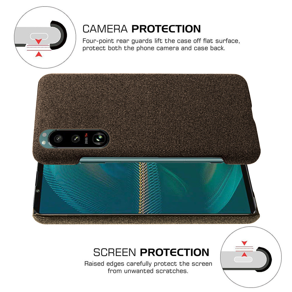 KSQ Cloth Coated Plastic Well-Protected Back Case for Sony Xperia 5 III 5G