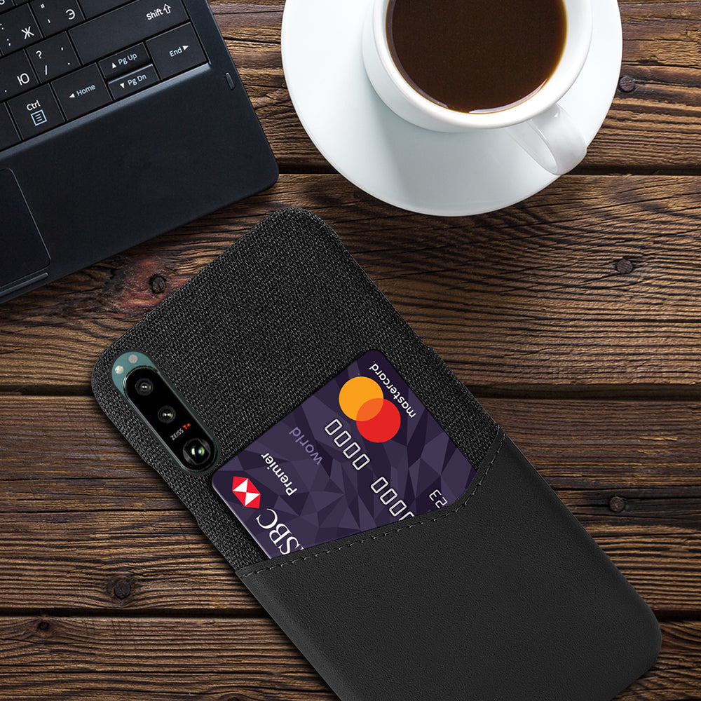 KSQ Card Slot Design Cloth + Leather + PC Well-Protected Phone Case for Sony Xperia 5 III 5G