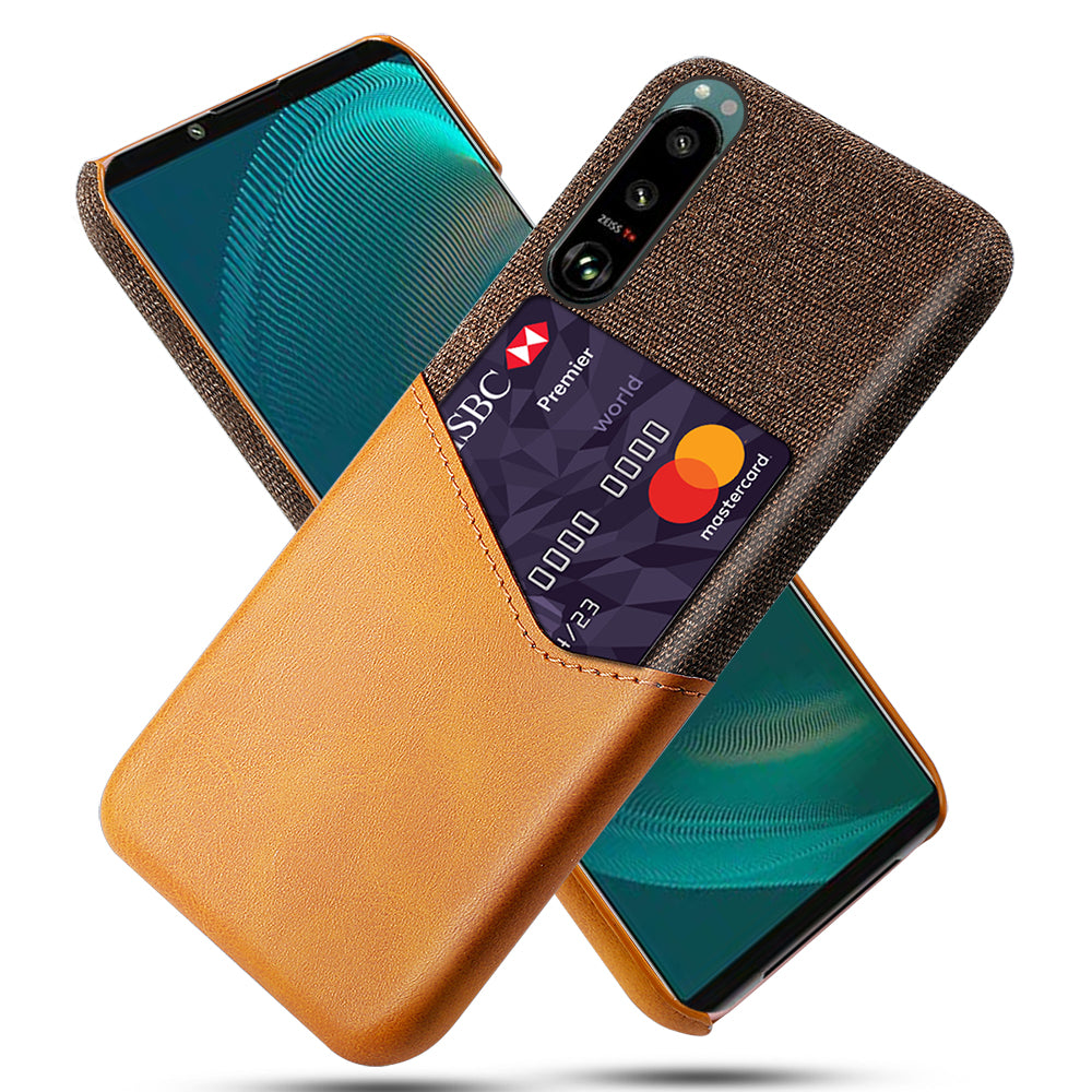 KSQ Card Slot Design Cloth + Leather + PC Well-Protected Phone Case for Sony Xperia 5 III 5G