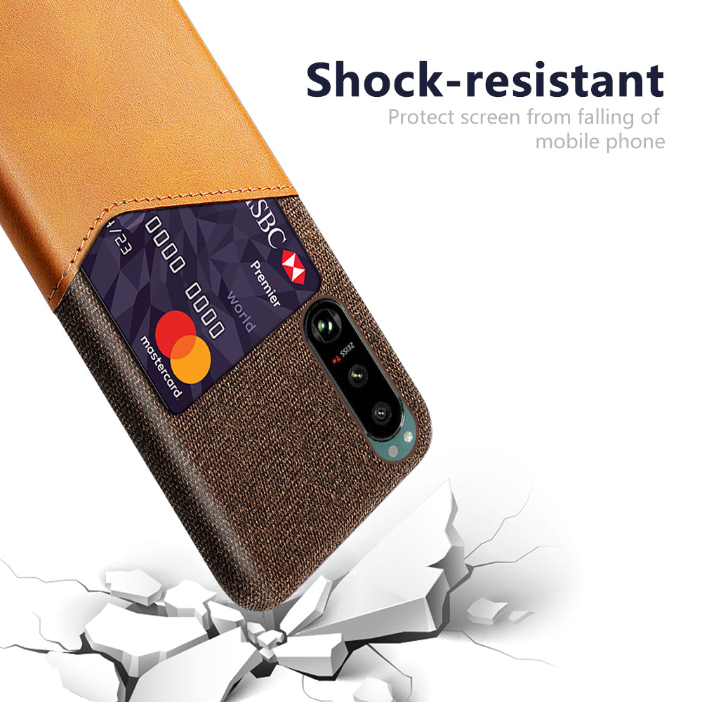 KSQ Card Slot Design Cloth + Leather + PC Well-Protected Phone Case for Sony Xperia 5 III 5G