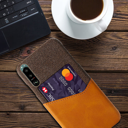 KSQ Card Slot Design Cloth + Leather + PC Well-Protected Phone Case for Sony Xperia 5 III 5G