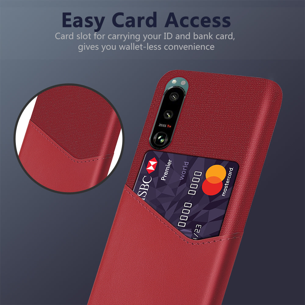KSQ Card Slot Design Cloth + Leather + PC Well-Protected Phone Case for Sony Xperia 5 III 5G