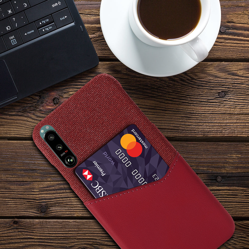 KSQ Card Slot Design Cloth + Leather + PC Well-Protected Phone Case for Sony Xperia 5 III 5G