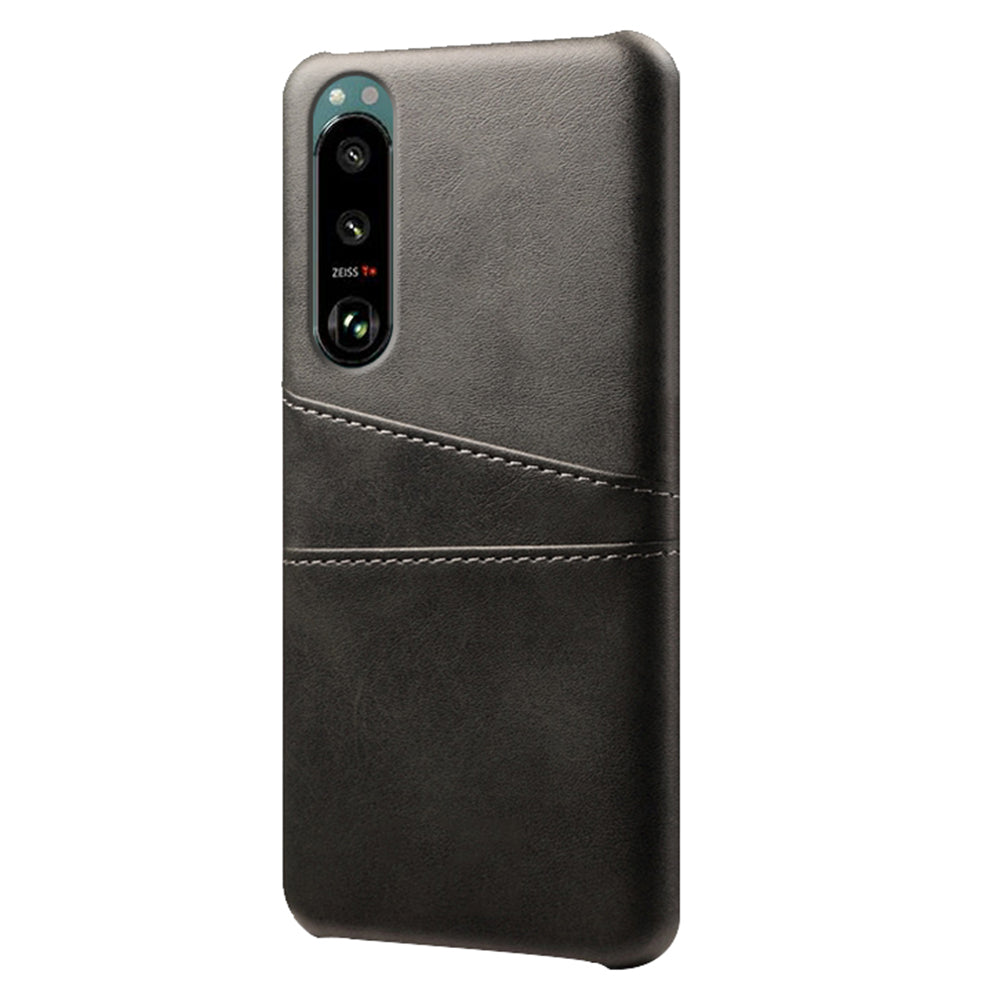 KSQ Double Card Slots PU Leather Coated PC Cover Case for Sony Xperia 5 III 5G