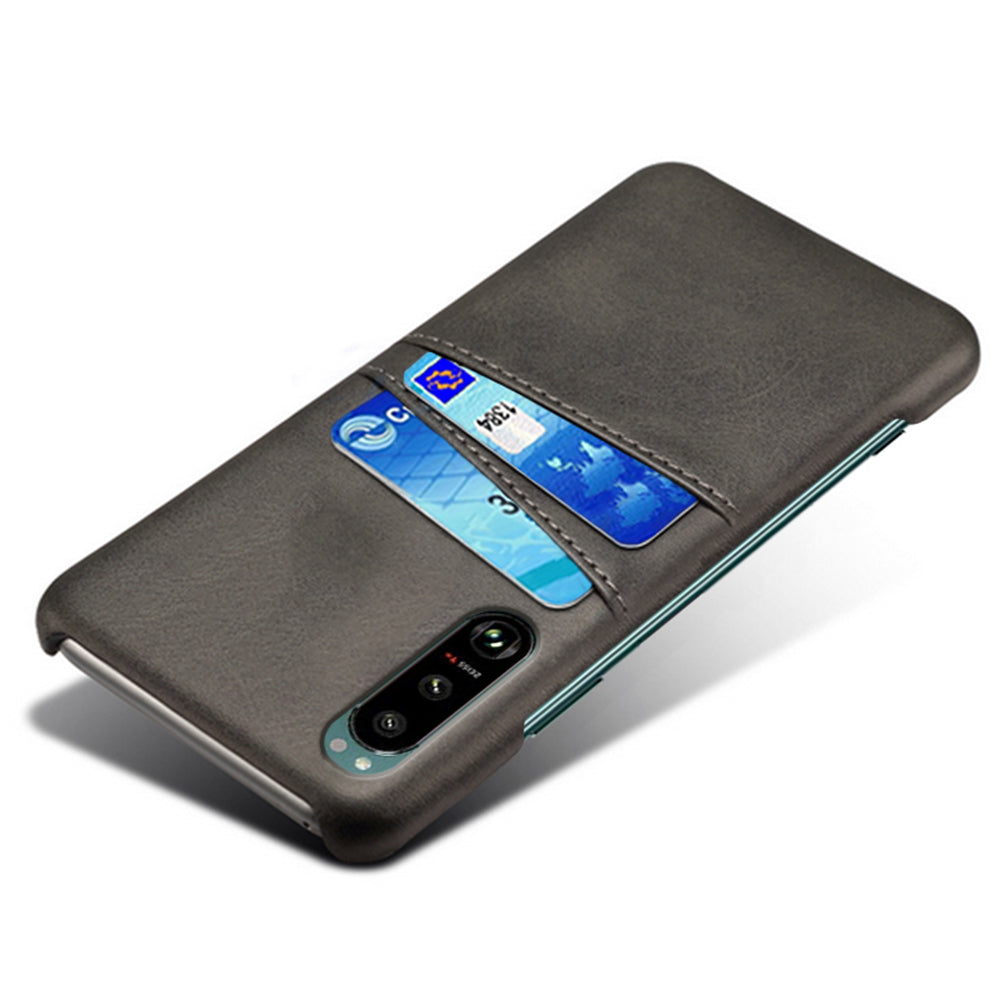 KSQ Double Card Slots PU Leather Coated PC Cover Case for Sony Xperia 5 III 5G
