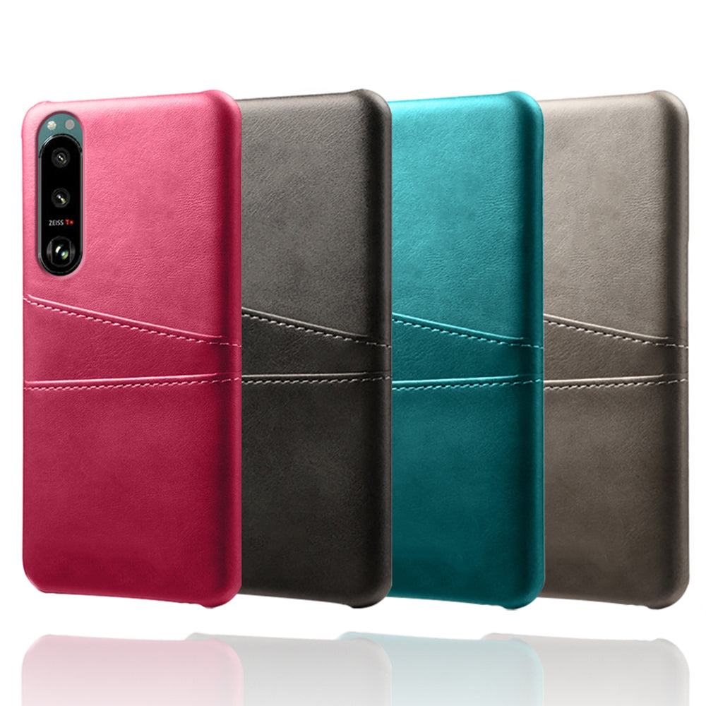 KSQ Double Card Slots PU Leather Coated PC Cover Case for Sony Xperia 5 III 5G