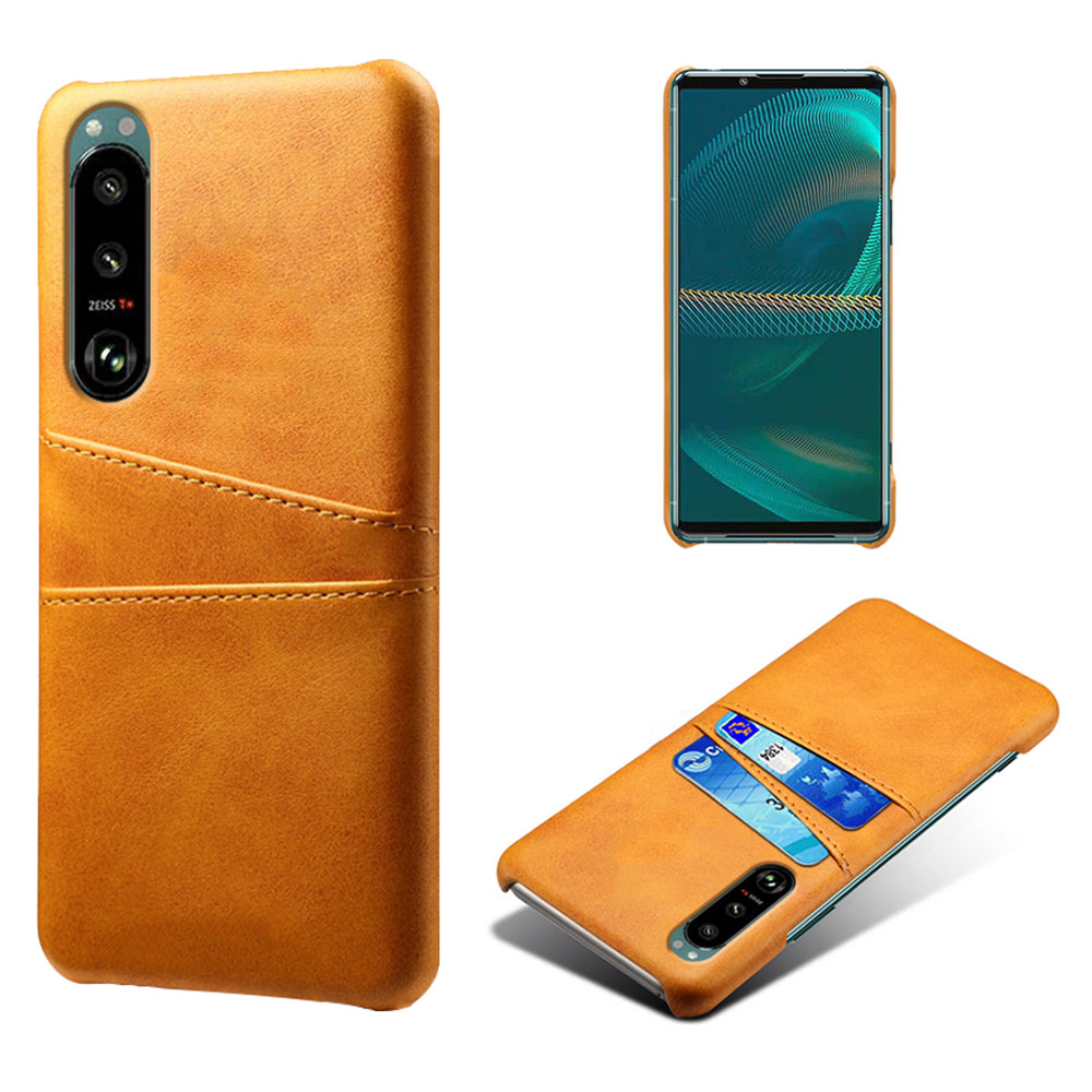 KSQ Double Card Slots PU Leather Coated PC Cover Case for Sony Xperia 5 III 5G