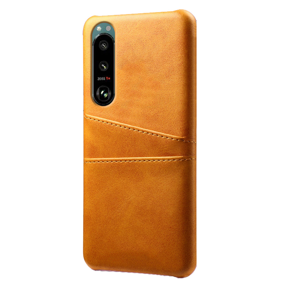 KSQ Double Card Slots PU Leather Coated PC Cover Case for Sony Xperia 5 III 5G