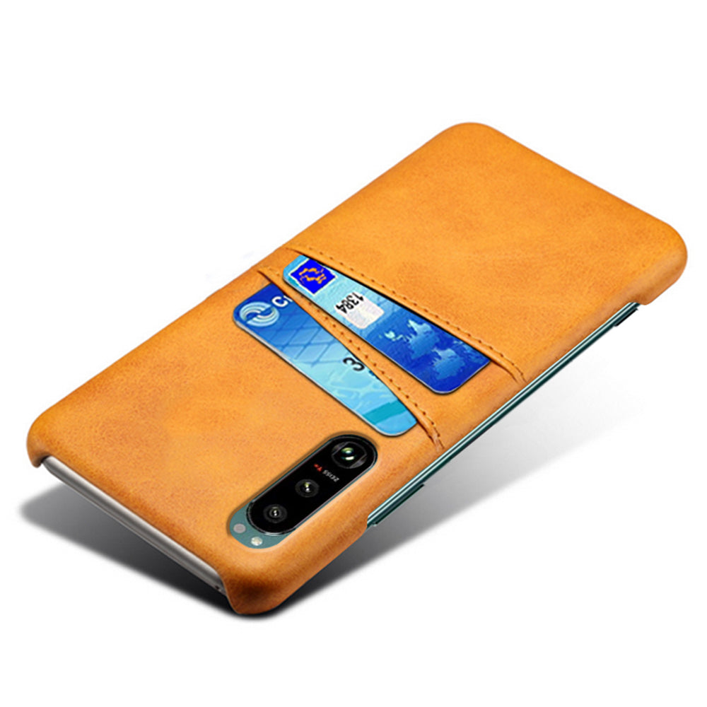 KSQ Double Card Slots PU Leather Coated PC Cover Case for Sony Xperia 5 III 5G