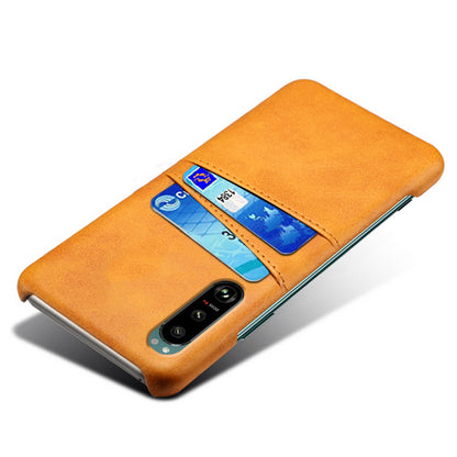 KSQ Double Card Slots PU Leather Coated PC Cover Case for Sony Xperia 5 III 5G