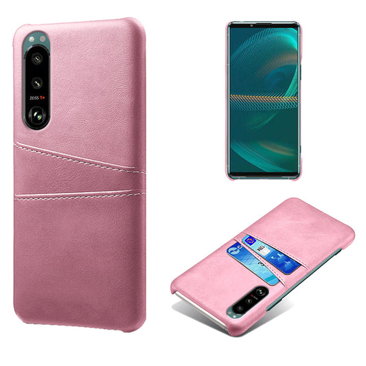 KSQ Double Card Slots PU Leather Coated PC Cover Case for Sony Xperia 5 III 5G