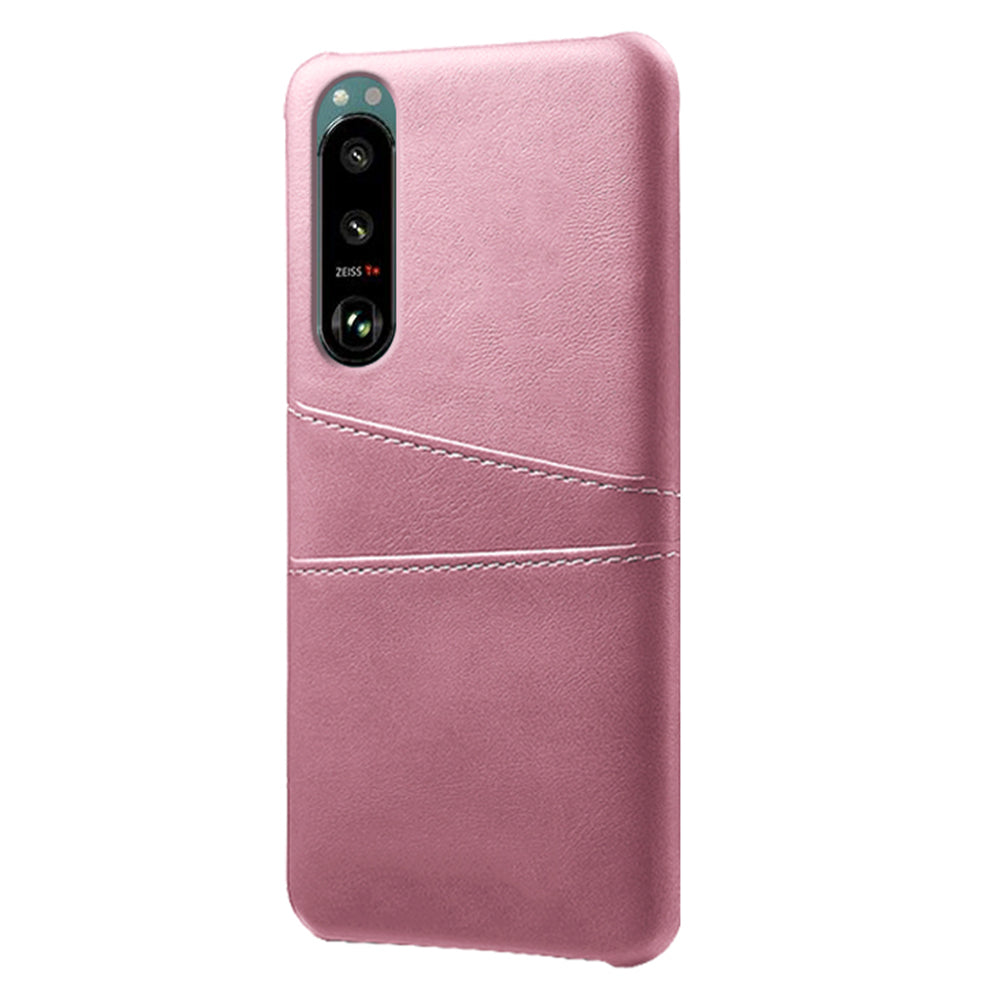 KSQ Double Card Slots PU Leather Coated PC Cover Case for Sony Xperia 5 III 5G