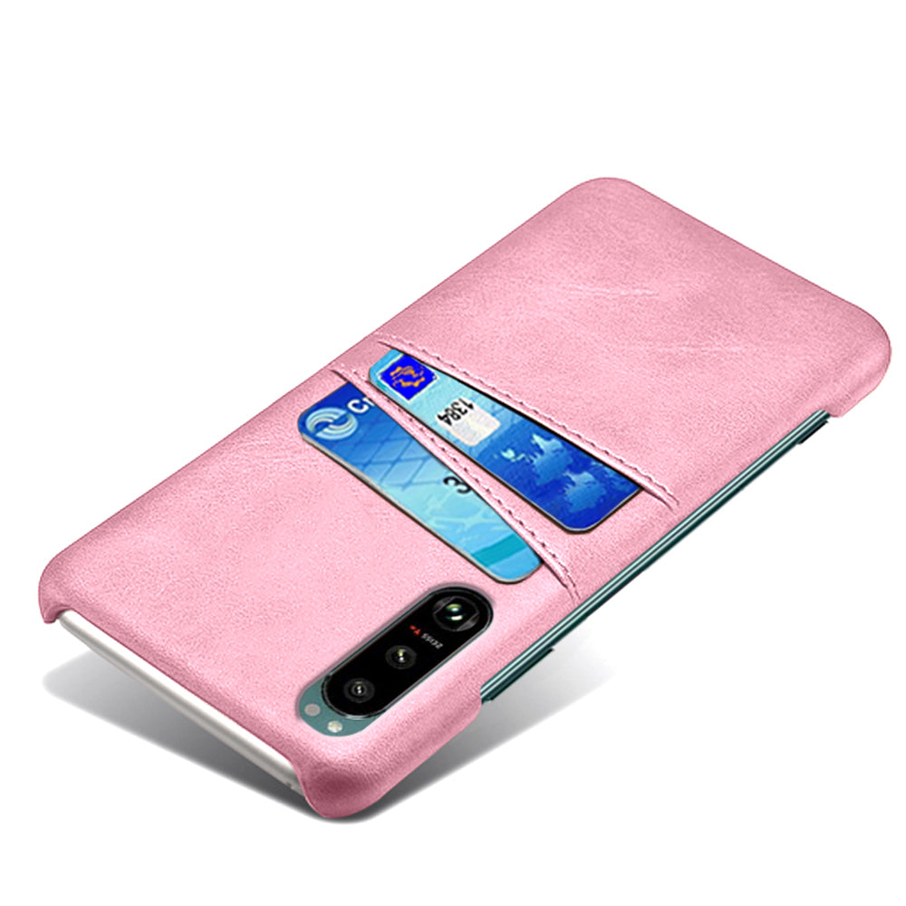 KSQ Double Card Slots PU Leather Coated PC Cover Case for Sony Xperia 5 III 5G
