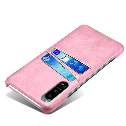 KSQ Double Card Slots PU Leather Coated PC Cover Case for Sony Xperia 5 III 5G