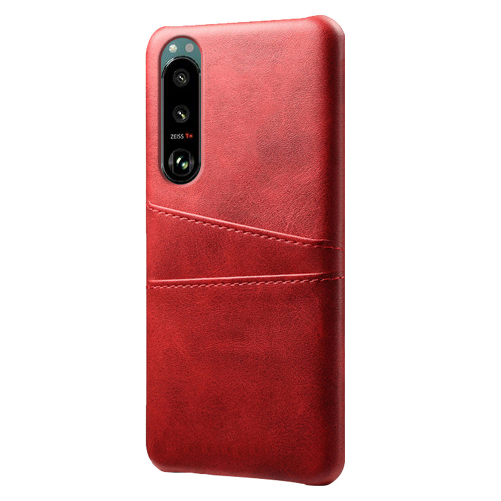 KSQ Double Card Slots PU Leather Coated PC Cover Case for Sony Xperia 5 III 5G