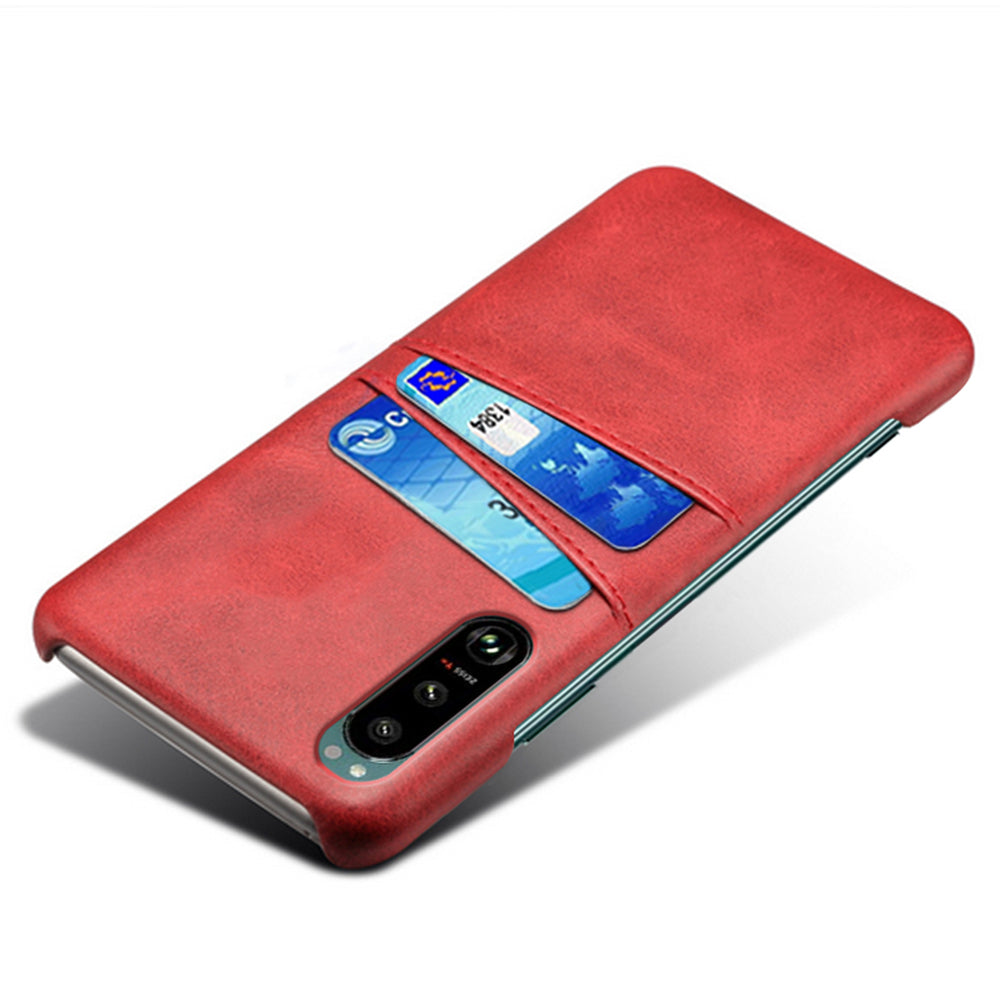 KSQ Double Card Slots PU Leather Coated PC Cover Case for Sony Xperia 5 III 5G