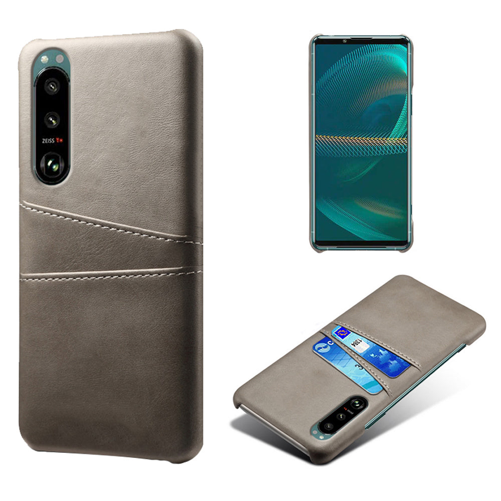 KSQ Double Card Slots PU Leather Coated PC Cover Case for Sony Xperia 5 III 5G