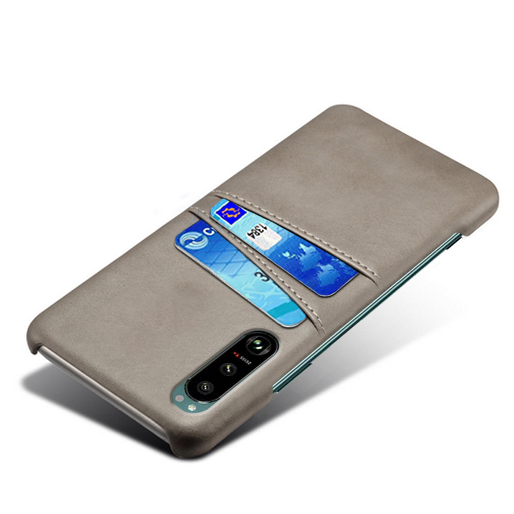 KSQ Double Card Slots PU Leather Coated PC Cover Case for Sony Xperia 5 III 5G