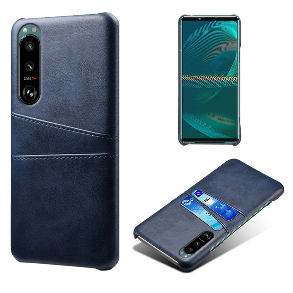 KSQ Double Card Slots PU Leather Coated PC Cover Case for Sony Xperia 5 III 5G