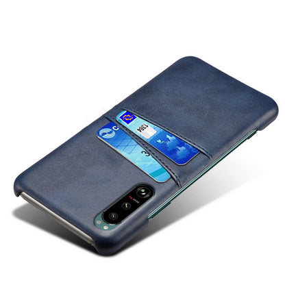 KSQ Double Card Slots PU Leather Coated PC Cover Case for Sony Xperia 5 III 5G