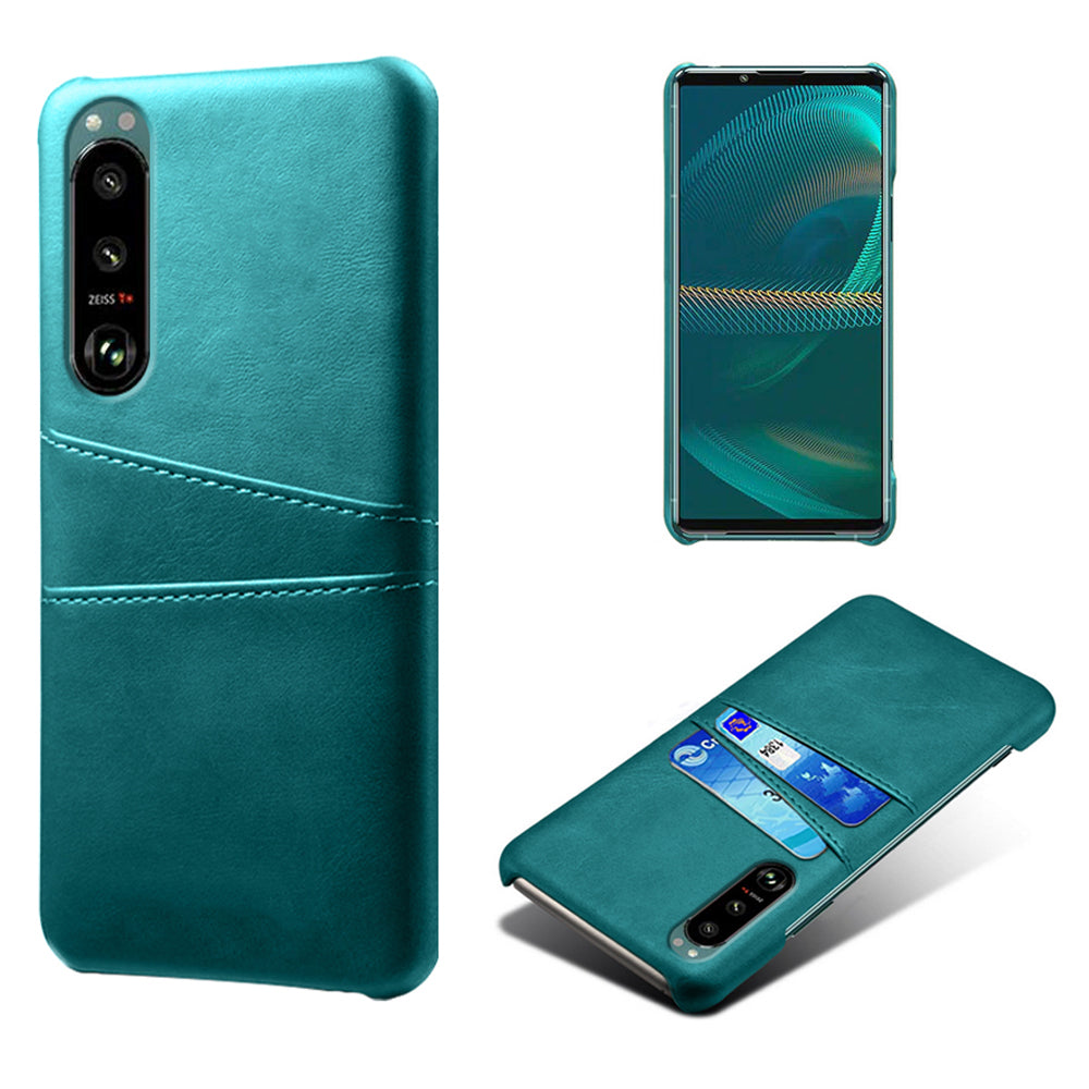 KSQ Double Card Slots PU Leather Coated PC Cover Case for Sony Xperia 5 III 5G