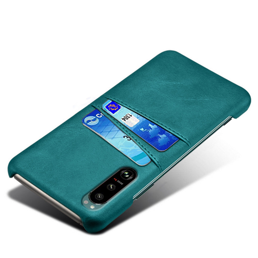KSQ Double Card Slots PU Leather Coated PC Cover Case for Sony Xperia 5 III 5G