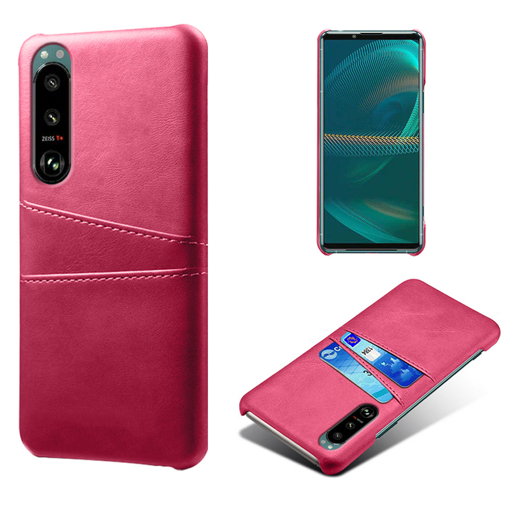 KSQ Double Card Slots PU Leather Coated PC Cover Case for Sony Xperia 5 III 5G
