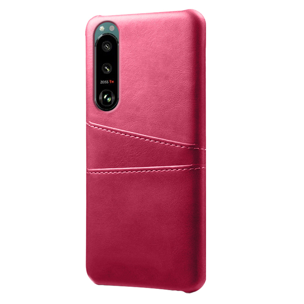 KSQ Double Card Slots PU Leather Coated PC Cover Case for Sony Xperia 5 III 5G