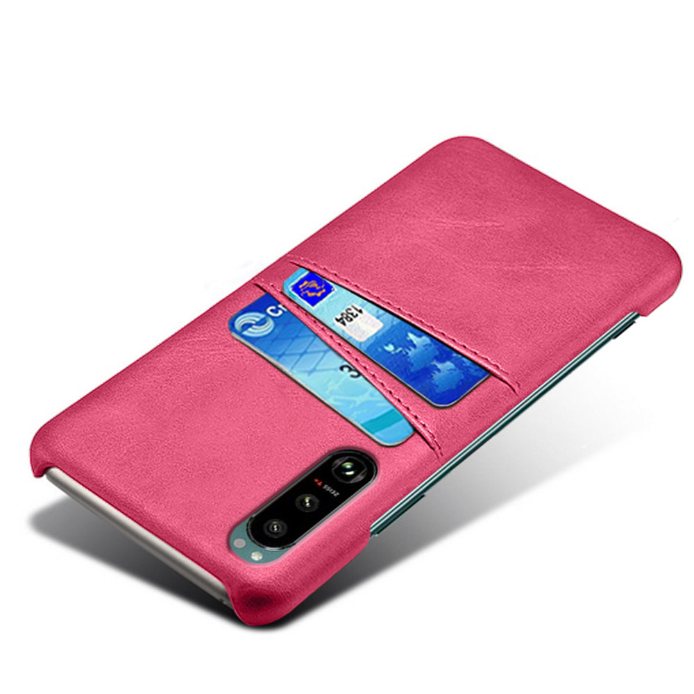 KSQ Double Card Slots PU Leather Coated PC Cover Case for Sony Xperia 5 III 5G
