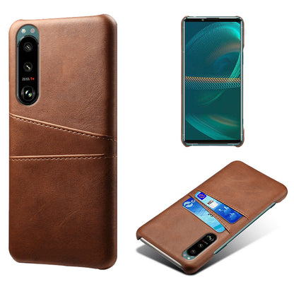 KSQ Double Card Slots PU Leather Coated PC Cover Case for Sony Xperia 5 III 5G
