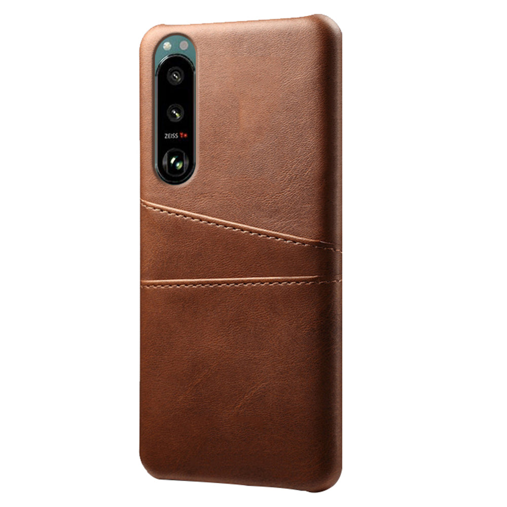 KSQ Double Card Slots PU Leather Coated PC Cover Case for Sony Xperia 5 III 5G