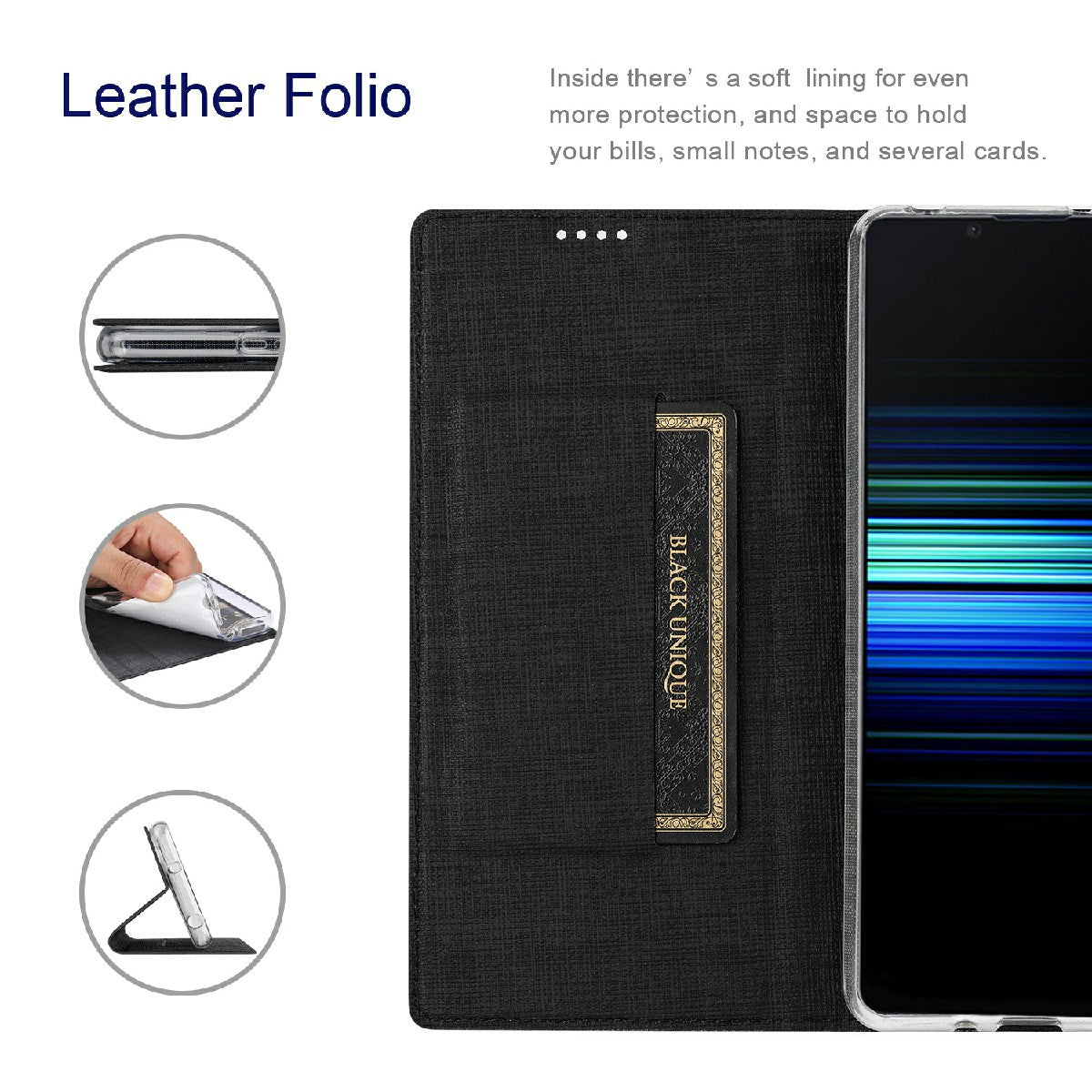 VILI DMX Series Leather Protector Card Holder Cover with Stand for Sony Xperia 5 III 5G