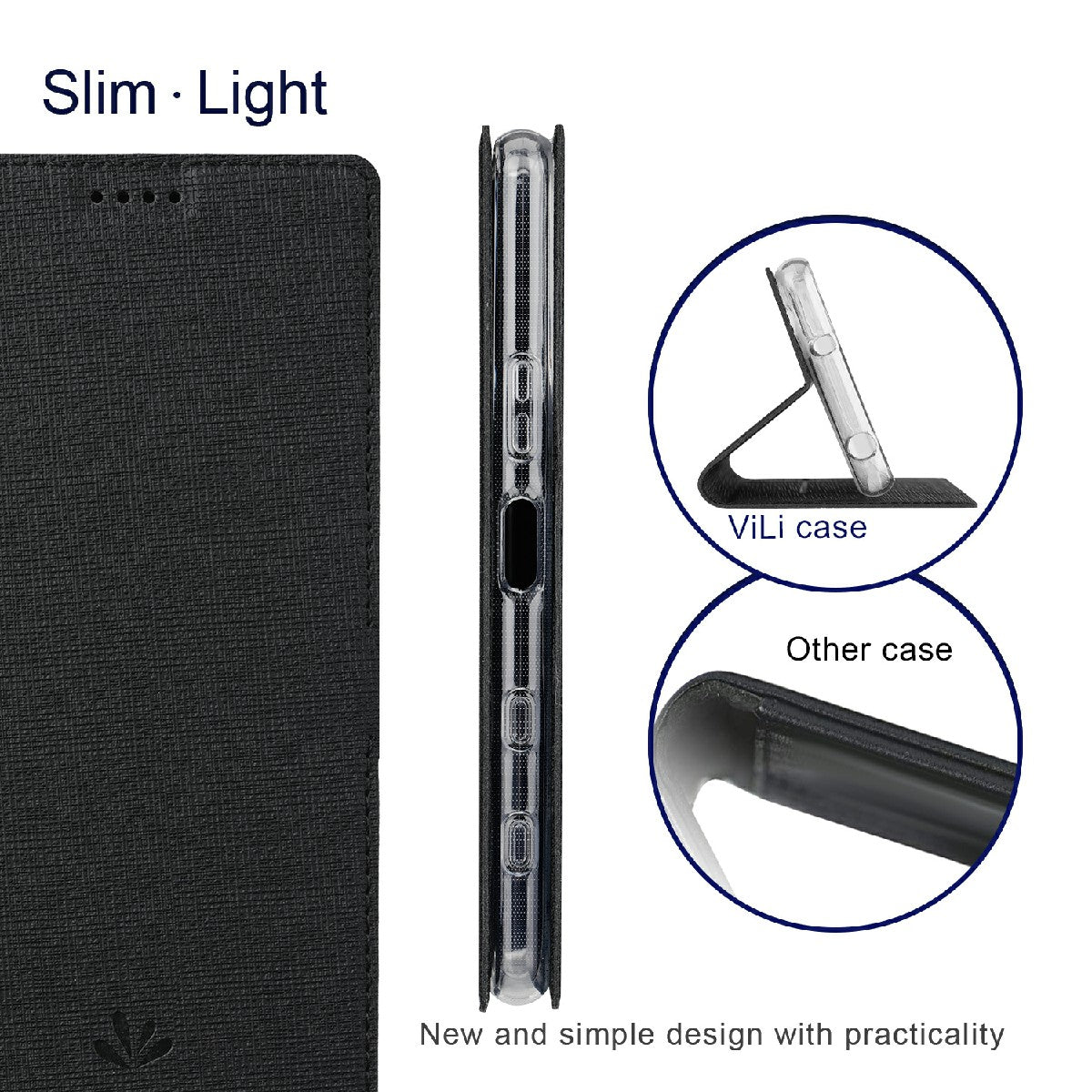 VILI DMX Series Leather Protector Card Holder Cover with Stand for Sony Xperia 5 III 5G