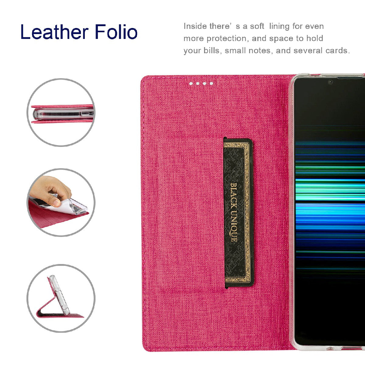 VILI DMX Series Leather Protector Card Holder Cover with Stand for Sony Xperia 5 III 5G