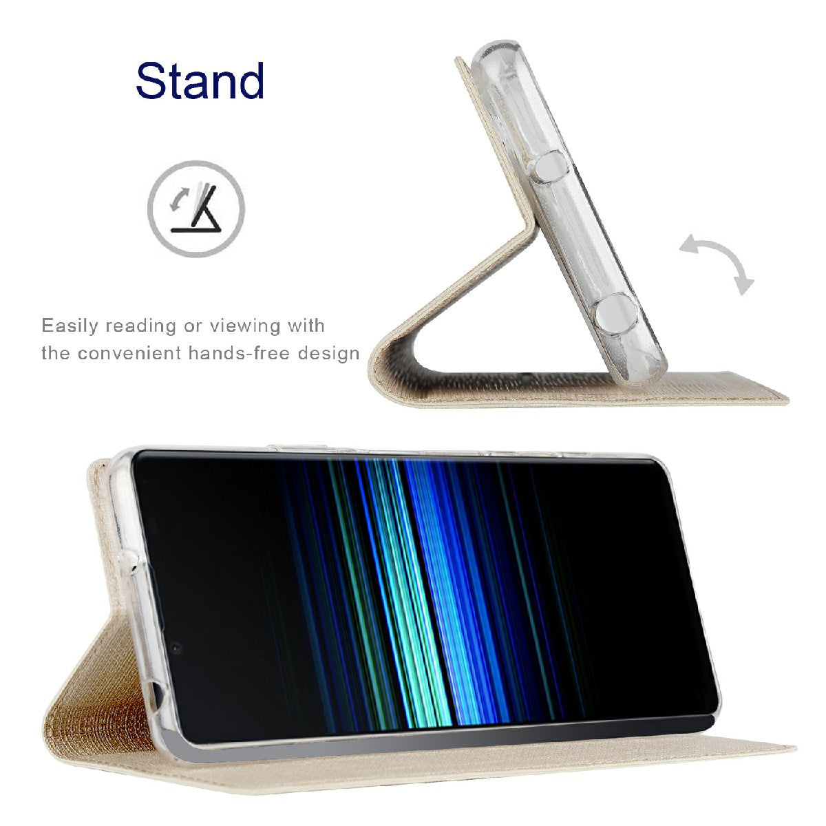 VILI DMX Series Leather Protector Card Holder Cover with Stand for Sony Xperia 5 III 5G